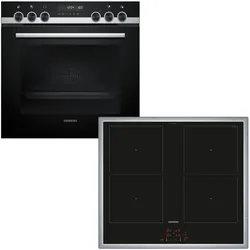 SIEMENS Induktions Herd-Set "PQ521DB2ZM", A+ (A+++-D), grau (edelstahl), Herdsets, Backwagen mit ausziehbarer Tür für bequemes Kochen & Backen