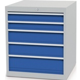 Schubladenschrank H819xB705xT736mm lichtgrau/signalblau 5 Schubl.Vollauszug