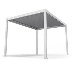 Blumfeldt LuminaHaven Pavillon 3x4 m verzinktes Lamellen-Stahldach schützt vor Sonne, Regen und Wind Weiß