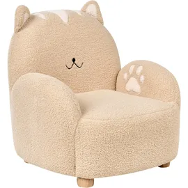 Beliani Kindersessel Katze 40 x 40 x 30 cm Holz beige