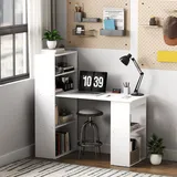 HOMCOM Schreibtisch Esstisch mit Regal Computertisch Arbeitstisch Laptoptisch