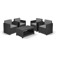 Lounge-Set "Nizza" 5.tlg (4x Sessel, 1x Tisch) Polyrattan Gartenmöbel Sitzgruppe