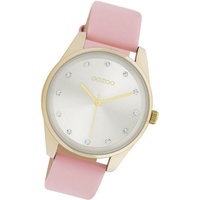 OOZOO Quarzuhr Oozoo Damen Armbanduhr Timepieces, Damenuhr Lederarmband pink, rundes Gehäuse, mittel (ca. 38mm) lila