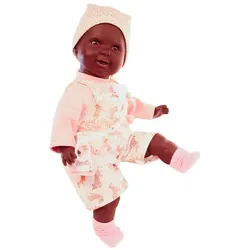 Schildkröt-Puppen Schnullerbaby Lenchen 37 cm Malhaar,braune Schlafaugen, Kleidung rose/weiss