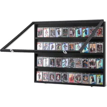 Vevor Vitrine für Sportkarten in 36 verschiedenen Ausführungen, 77,5x61,7x5,5cm Präsentationsrahmen mit 98 % UV-Schutz PC-Glas abschließbarer Wandschrank für Fußball Basketball Hockey Sammelkarten