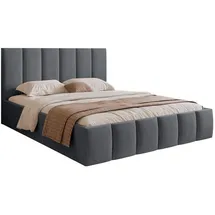 Selsey Polsterbett 140x200 cm, mit Bettkasten und Lattenrost, dunkelgrau -