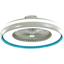 Decken Ventilator mit Fernbedienung Wohnzimmer Lüfter Kühler weiß, blau, CCT-Schaltung, 3 Geschwindigkeiten Timer, 132 cm