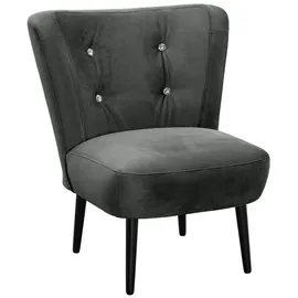 58 aufm Kessel Cocktailsessel Kayleigh Samtvelours 58 x 71 x 70 cm Grau mit Relax-Funktion