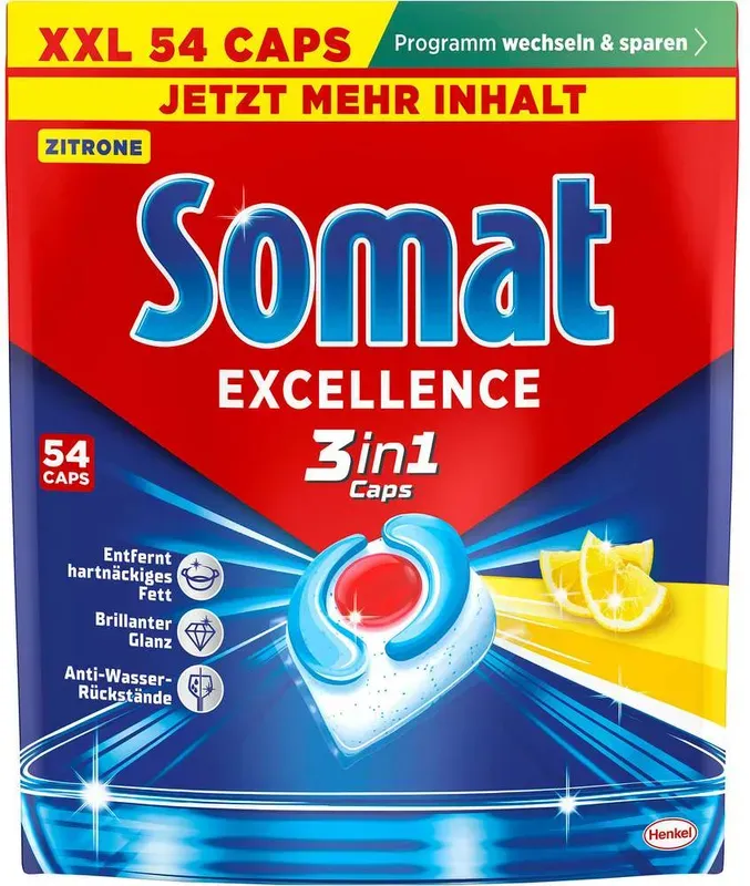 Somat Spülmaschinen-Tabs, 3-in-1 Excellence Zitrone