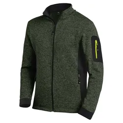 Strick Fleecejacke "CHRISTOPH" - M - oliv/schwarz