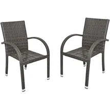 Harms Import Stappelstuhl ALU Rattan-Optik 57 x 64 x 90 cm silber 2 St.