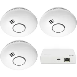 Alecto SMART-SMOKE10 SET 3 - Starterset Smart Zigbee Verbindungsstück mit 3 Smart Zigbee Rauchmeldern, weiß