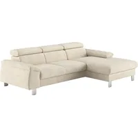 Cotta Ecksofa COTTA "Komaris L-Form, B: 244 cm", ivory, B:244cm H:72cm T:166cm, 88% POLYESTER (PES) 12% POLYAMID (PA), Sofas, Ecksofa, mit Kopfteilverstellung, optional Bettfunktion, Bettkasten & Licht