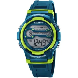 Chronograph CALYPSO WATCHES "Digital Crush", blau (petrolfarben), Armbanduhren, Damen, Armbanduhr, Quarzuhr, Damenuhr, Herrenuhr, digital, Stoppfunktion