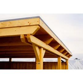 SKANHOLZ Skan Holz Einzelcarport Leimholz Schiefergrau 404 cm x 846 cm mit Abstellraum