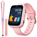 OKYUK T45 Smartwatch Kinder, 4G Kinder smartwatch, GPS Tracker Kinder,Armbanduhr Kinder Junge,kinderuhr mit Video Phone Call, Nachrichten, Schulmodus, SOS-Funktion, Kamera und Schrittzähler (Rosa)