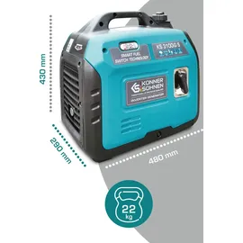 Könner & Söhnen LPG/Benzin-Inverter-Generator KS 3100iG S von Könner & Söhnen. Notstromaggregat 3100 W, Schuko-Steckdose 230 V, 2 USB-Anschlüsse, LED-Anzeige, ECO-Modus, Kupferwicklungen, stromerzeuger EURO V.