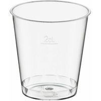 1-PACK 100x Einweg-Schnapsglas 2cl PS mit Eichstrich transparent glasklar