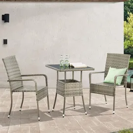 Juskys Yoro Polyrattan Gartentisch quadratisch 60 x 60 cm Grau