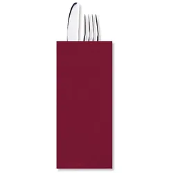 MONOUSO - Bestecktaschen mit Servietten Bordeaux 11x25cm (100 Stück)