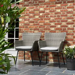 Oviala Business 2er-Set runder Gartensessel aus Korbgeflecht