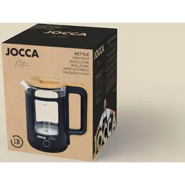 Jocca Wasserkocher 1,8L, Nature-Line Schwarz, 360° Basis, Borosilikatglas,
