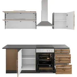 kochstation Winkelküche KS-Samos L-Form 220 cm braun