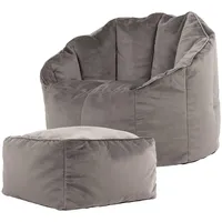 I.C.O.N. icon Sitzsack-Sessel, Grau, Textil, 180 L, 1-Sitzer, Zylindrisch, 77x64x74 cm, Hergestellt in Deutschland, Oeko-Tex® Standard 100, Wohnzimmer, Hocker, Sitzsäcke, XXL Sitzsäcke