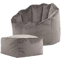 I.C.O.N. icon Sitzsack-Sessel, Grau, Textil, 180 L, 1-Sitzer, Zylindrisch, 77x64x74 cm, Hergestellt in Deutschland, Oeko-Tex® Standard 100, Wohnzimmer, Hocker, Sitzsäcke, XXL Sitzsäcke
