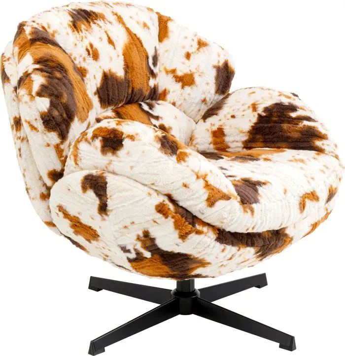 KARE DESIGN Sessel Cow 41569 Fell Braun, Weiß Braun /