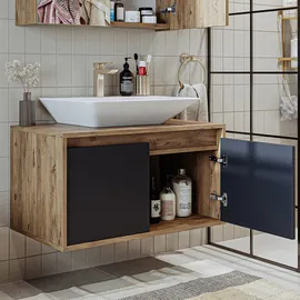 roomartstore.de Roomart Atlantic-85 Unterschrank Bad 85 cm Breit, Weiß-eiche