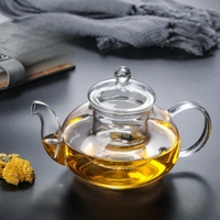 Hitzebeständige Glas-Teekanne, transparente Teekanne im japanischen Stil mit Teesieb für chinesischen Puer-Tee mit Blumen, tragbarer Teekessel, 400–1000 ml