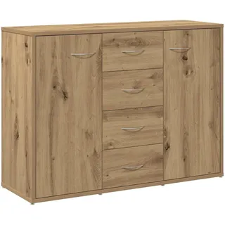 vidaXL Sideboard, Kommode mit 4 Schubladen 2 Türen, Anrichte Schrank für Wohnzimmer, Beistellschrank Mehrzweckschrank, Artisan-Eiche Holzwerkstoff