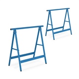 Relaxdays Arbeitsbock 2er Set, klappbar, 100 kg, HBT: 74 x 78 x 40 cm, Allzweckbock Werkstatt, Tapezieren, Malern, blau, Stahl