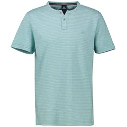 Henleyshirt LERROS "LERROS Gestreiftes Serafinoshirt, gestrickt", Herren, Gr. XXXL, coastal blau, 100% Baumwolle, Rundhals, Kurzarm, Shirts