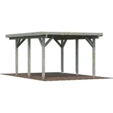 Einzel-Carport 360 x 512 cm Grau tauchgrundiert