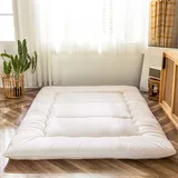 MAXYOYO Klappmatratze Futon Matratze Bodenmatratze Gepolsterte Japanische Tatami Gesteppte Bett, Dicke Faltmatratze Schlafmatte Rollmatratze Bodenliege Gästematratze (Beige, 90x190 cm)