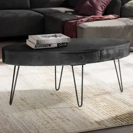 Wohnling Couchtisch Schwarz Mango 100 x 50 x 40 cm