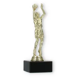Pokal Kunststofffigur Basketballer gold auf schwarzem Marmorsockel 19,3cm