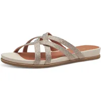 Jana Damen Pantoletten mit Glitzersteinen Vegan, Beige (Beige), 36