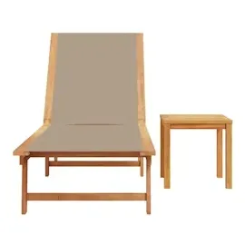 vidaXL Sonnenliege mit Tisch Taupe Massivholz Akazie und Textilene
