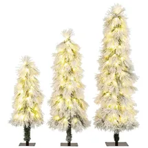 Costway Künstlicher Weihnachtsbaum mit Beleuchtung und Schnee Grün/Weiß 150 cm