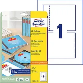 Avery Zweckform CD/DVD-Etiketten C32250-25 Weiß 151 x 118 mm 25 Blatt