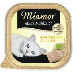 Miamor Milde Mahlzeit 100g Schale Katzennassfutter 16 x 100 Gramm Geflügel Pur & Huhn
