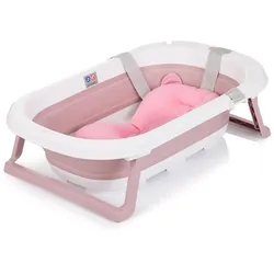 Chipolino Babywanne Isla mit Badekissen faltbar, integrierter Wasserablauf rosa