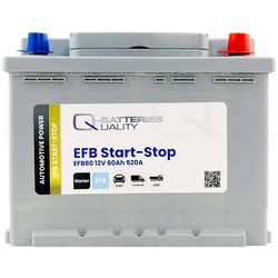 Q-Batteries Start-Stop EFB Autobatterie EFB60 12V 60Ah 520A