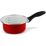 Schäfer Stieltopf Ø16cm Stielkasserolle 1,3L Induktion Antihaft Stieltopf Kochtopf Rot