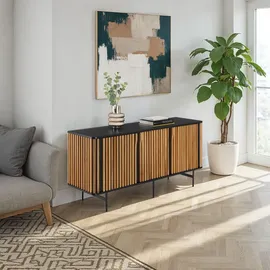 Tectake Sideboard Lineo 156 x 45,5 x 74 cm Braun/Schwarz