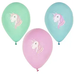6 Luftballons Einhorn Partyballons Geburtstagsdeko Kinder Fabelwesen Motiv