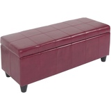 Mendler Bank Sitzbank MIT Aufbewahrung Kriens Leder + Kunstleder 112x45x45cm MVG-zertifiziert ~ rot